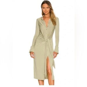 Song of Style sage long sleeve midi dress